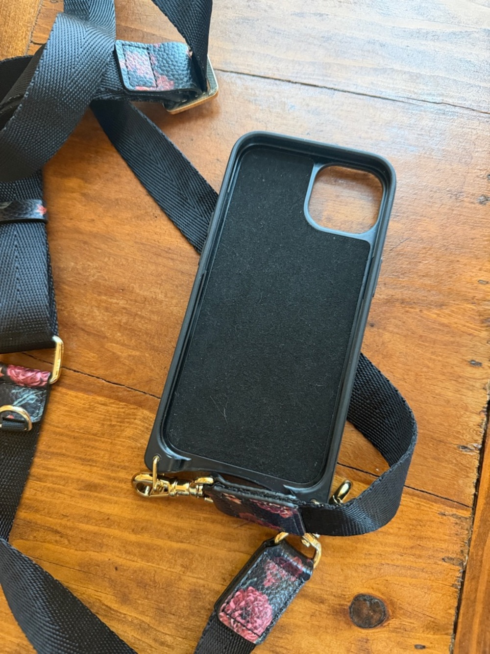 Bandolier Black Floral Crossbody iPhone 13 Case with Strap - Picture 3 of 3